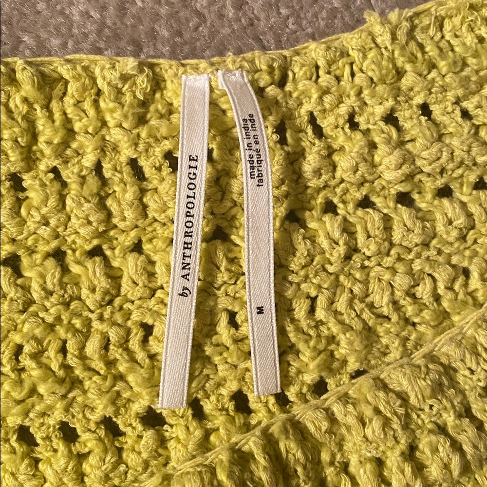 Anthropologie size small lime green cable knit sweater - Picture 6 of 9